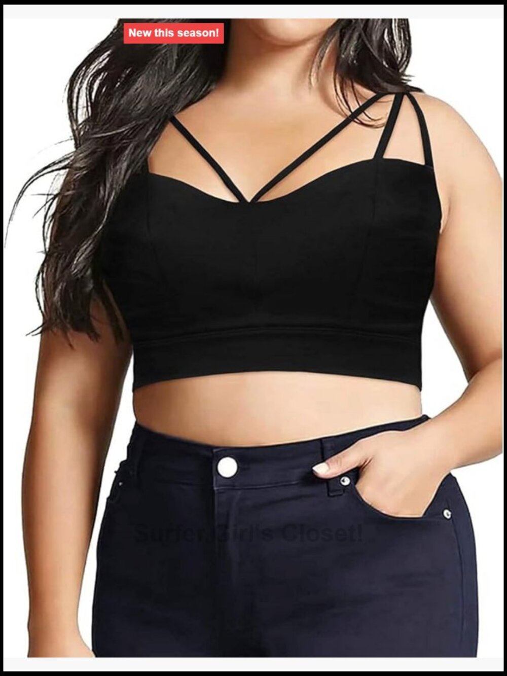 Plus Size Strappy Crop Top Cami Bralette Wire Free Spaghetti Strap
